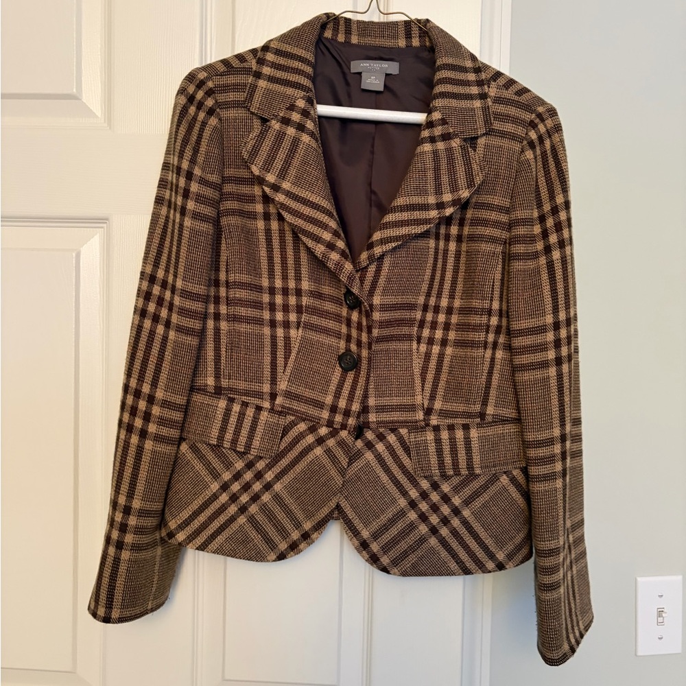 Ann Taylor Brown Plaid Blazer